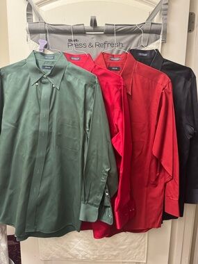 Izod Men's Long Sleeve Dress Shirts - Green, Red, Black